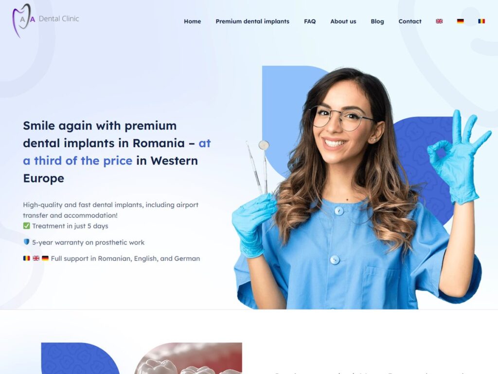 Aadentalclinic.eu — site de prezentare realizat de ZAO Media