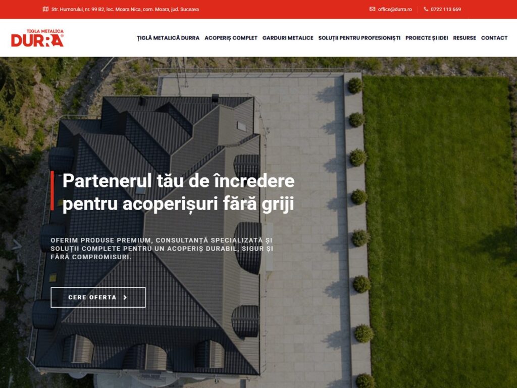 Durra.ro — site de prezentare / magazin online realizat de ZAO Media