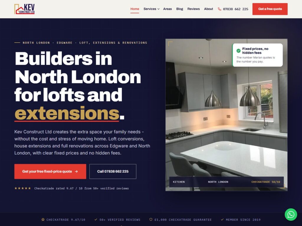Kevconstruct.co.uk — site de prezentare realizat de ZAO Media