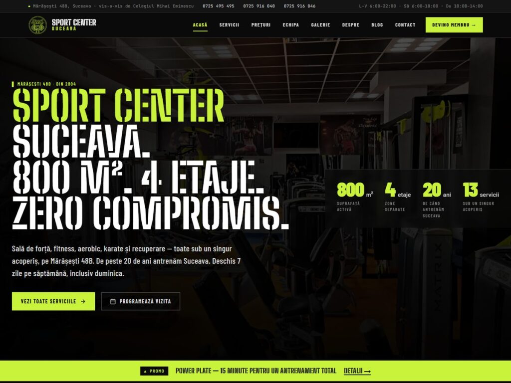 Sportcentersv.ro — site de prezentare realizat de ZAO Media